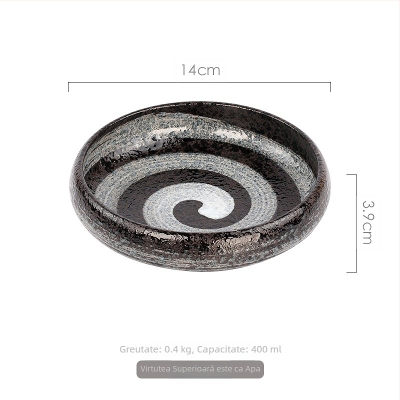 Tacâmuri ceramice în stil japonez Meiguang, farfurie rotundă adâncă de 6 inch, farfurie pentru kimchi sushi în stil coreean, tacâmuri reci