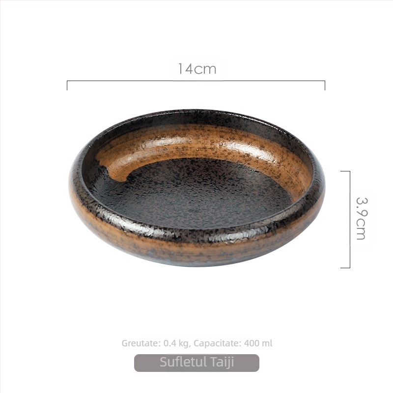 Tacâmuri ceramice în stil japonez Meiguang, farfurie rotundă adâncă de 6 inch, farfurie pentru kimchi sushi în stil coreean, tacâmuri reci