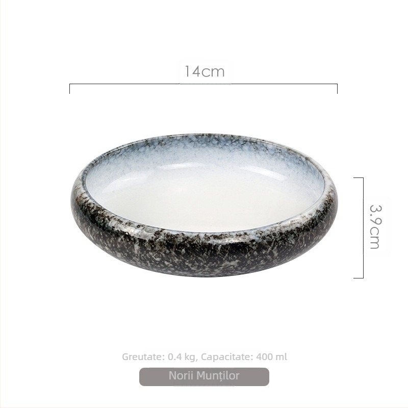 Tacâmuri ceramice în stil japonez Meiguang, farfurie rotundă adâncă de 6 inch, farfurie pentru kimchi sushi în stil coreean, tacâmuri reci