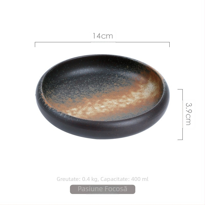 Tacâmuri ceramice în stil japonez Meiguang, farfurie rotundă adâncă de 6 inch, farfurie pentru kimchi sushi în stil coreean, tacâmuri reci