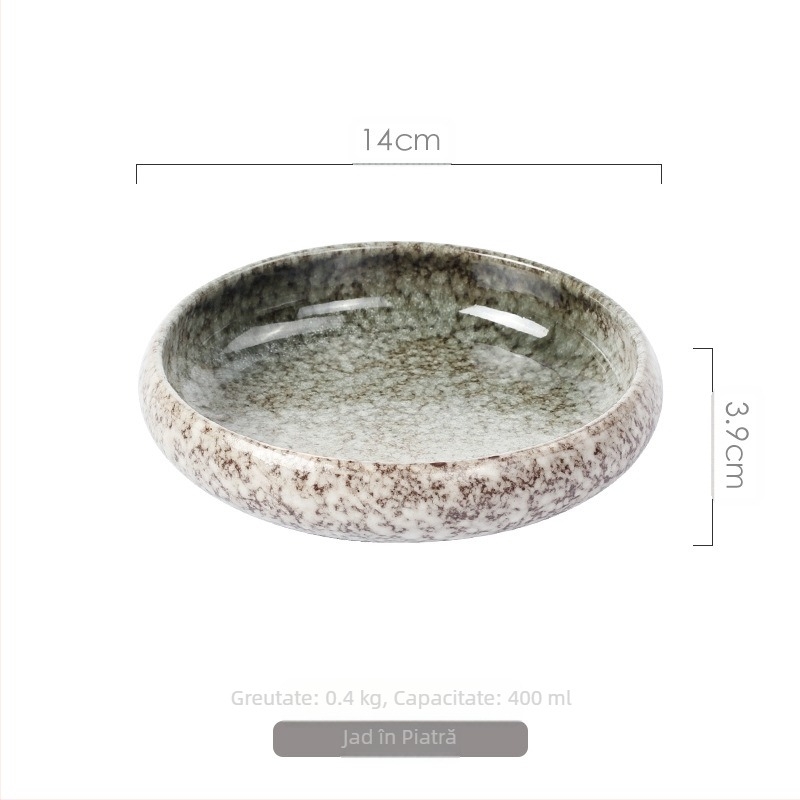 Tacâmuri ceramice în stil japonez Meiguang, farfurie rotundă adâncă de 6 inch, farfurie pentru kimchi sushi în stil coreean, tacâmuri reci