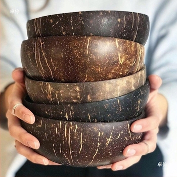 Bol cu nucă de cocos, bol creativ pentru salată, bol cu coajă de cocos, smoothie, bol pentru micul dejun, bol cu fulgi de ovăz, bol cu cereale, cuplu scandinav