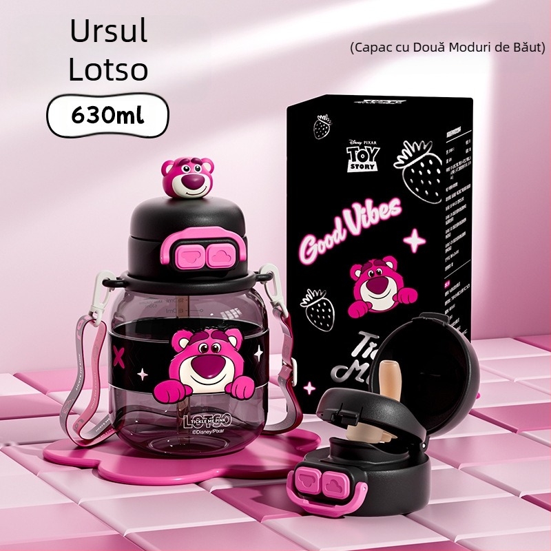 Sanrio Kidsren's Nezha Cupa de apă de vară pentru fete, elevi, școală, anti-cădere, portabil, cu desene animate, cu paie duble, nou