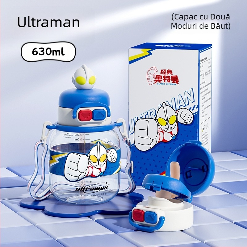 Sanrio Kidsren's Nezha Cupa de apă de vară pentru fete, elevi, școală, anti-cădere, portabil, cu desene animate, cu paie duble, nou