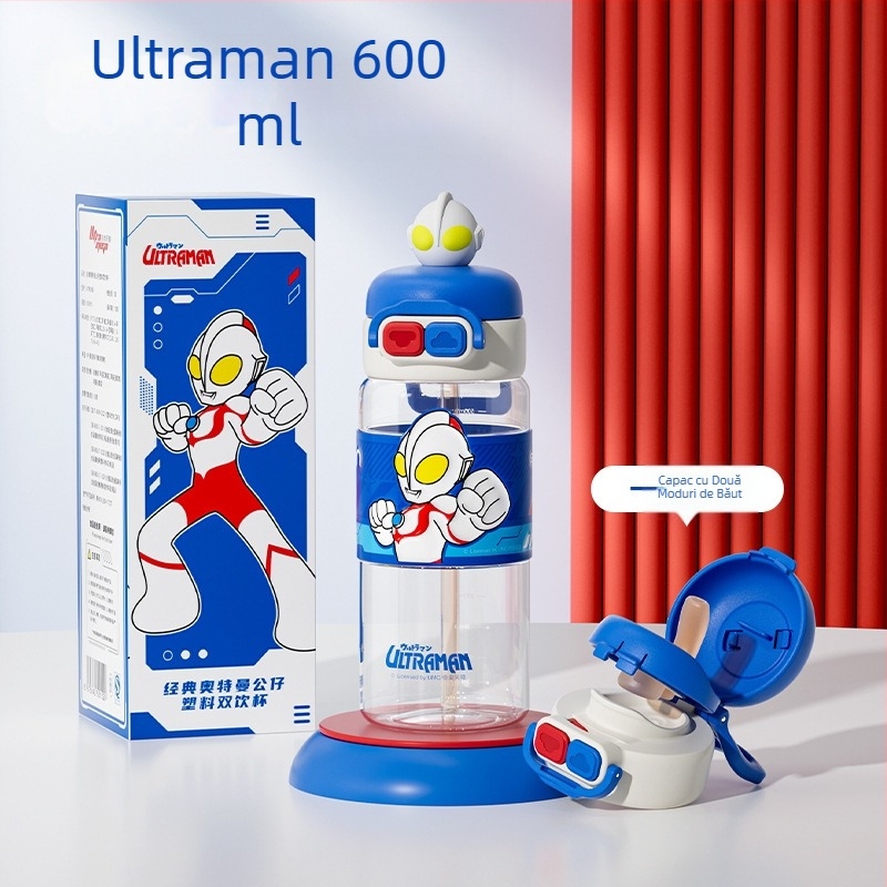 Sanrio Kidsren's Nezha Cupa de apă de vară pentru fete, elevi, școală, anti-cădere, portabil, cu desene animate, cu paie duble, nou