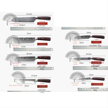 Cuțit de bucătărie în stil occidental cu model laser transfrontalier, cuțit Sande, cuțit de bucătărie cu model Damasc, costum de cuțit de bucătărie