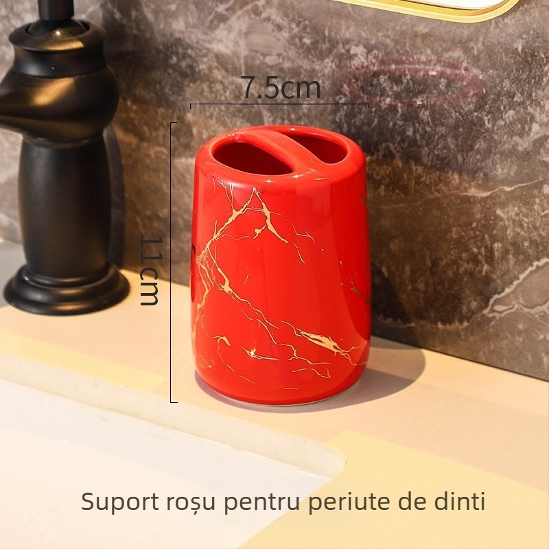 Stil european la modă punte depozitare periuță de dinți suport baie de uz casnic marmură model ceramică cosmetice periuță de dinți Cupa
