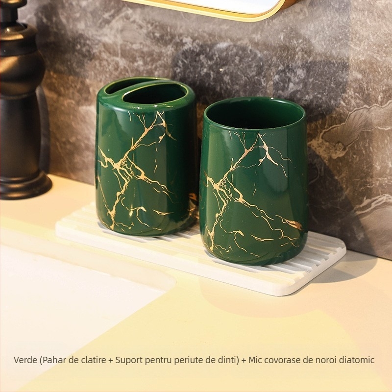 Stil european la modă punte depozitare periuță de dinți suport baie de uz casnic marmură model ceramică cosmetice periuță de dinți Cupa