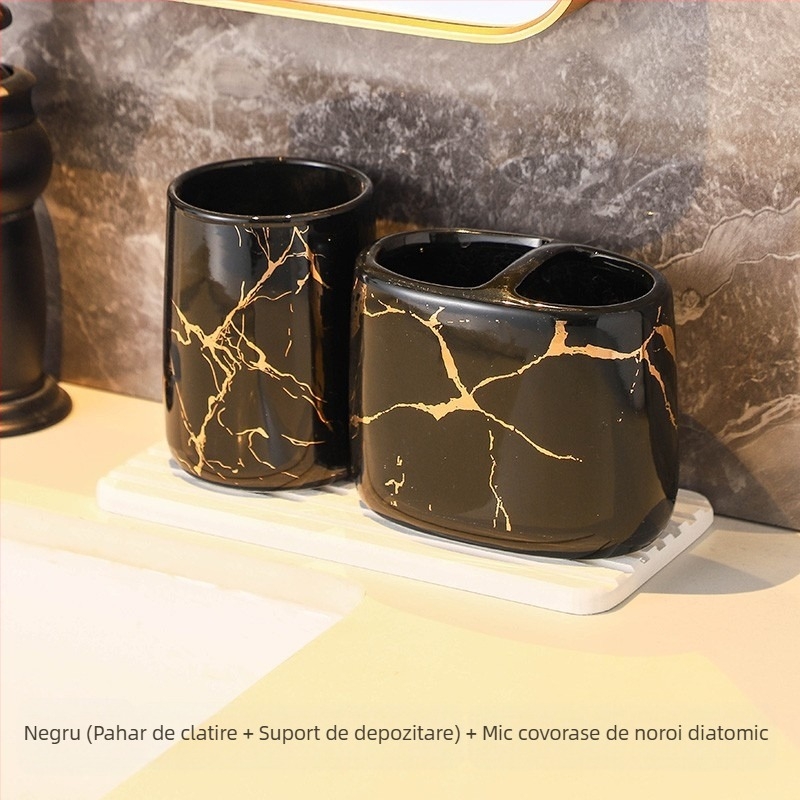 Stil european la modă punte depozitare periuță de dinți suport baie de uz casnic marmură model ceramică cosmetice periuță de dinți Cupa