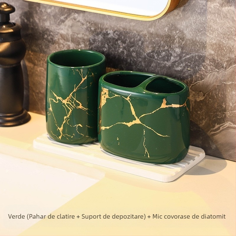 Stil european la modă punte depozitare periuță de dinți suport baie de uz casnic marmură model ceramică cosmetice periuță de dinți Cupa