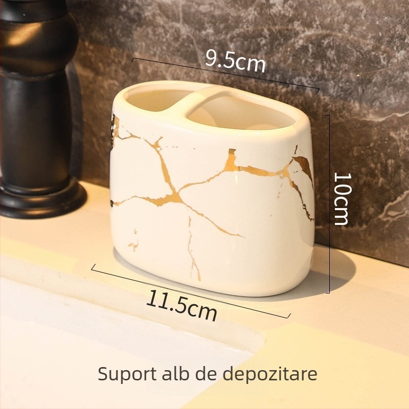 Stil european la modă punte depozitare periuță de dinți suport baie de uz casnic marmură model ceramică cosmetice periuță de dinți Cupa