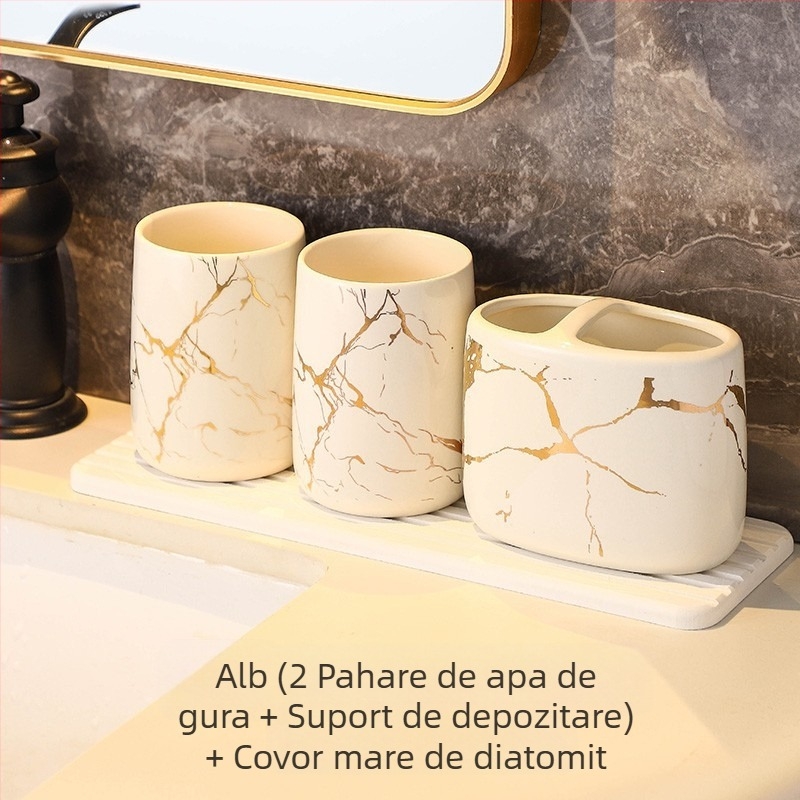 Stil european la modă punte depozitare periuță de dinți suport baie de uz casnic marmură model ceramică cosmetice periuță de dinți Cupa
