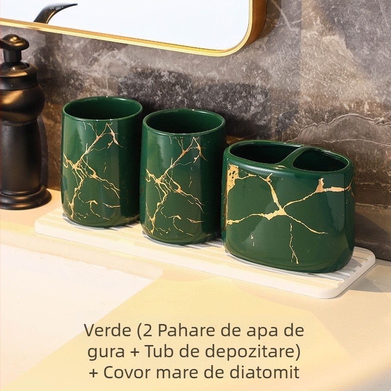 Stil european la modă punte depozitare periuță de dinți suport baie de uz casnic marmură model ceramică cosmetice periuță de dinți Cupa