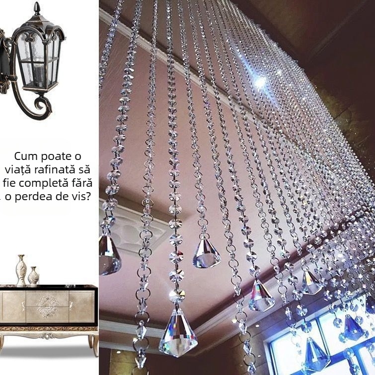 Perdea de mărgele de cristal, perdea despărțitoare, living, dormitor, Feng Shui, decor, culoar, baie, perdea, ecran, fără perforații, perdea de ușă cu mărgele