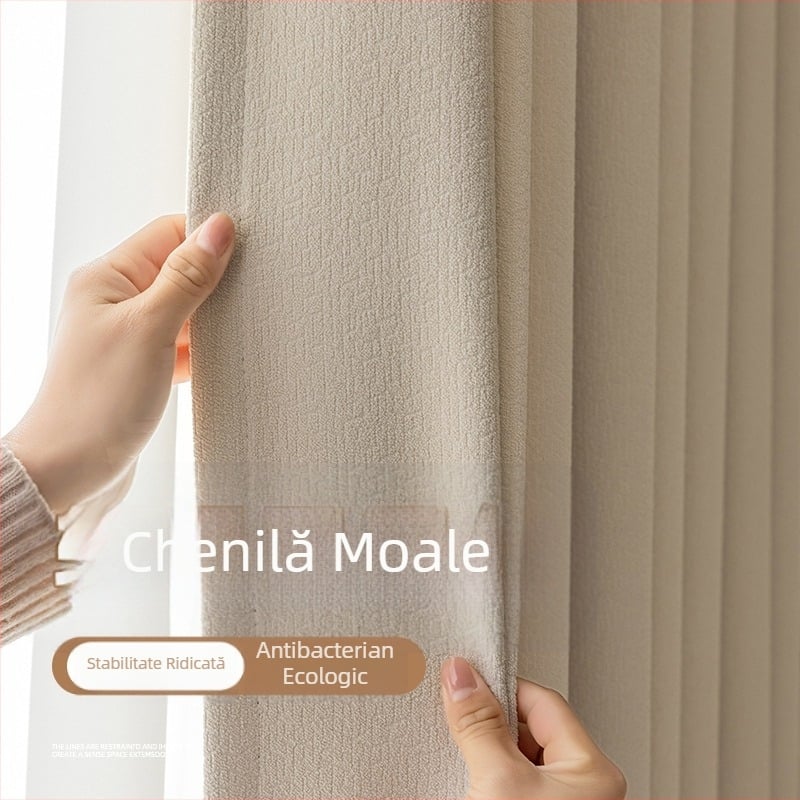 Perdea dormitor, umbrire completă, bumbac îngroșat și in, modern, simplu, francez, intrare, lux, finisat în culoarea Matcha, living, vânzare directă din fabrică