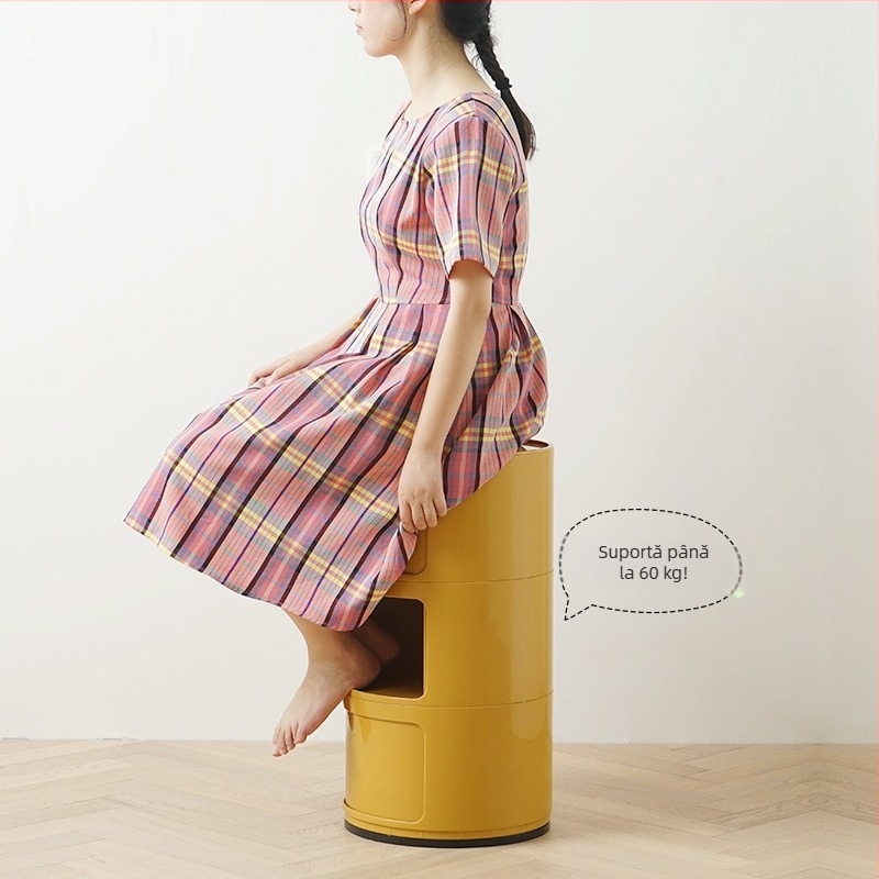 Nordic Ins Internet Celebrity Noptieră rotundă Dulap de depozitare din plastic minimalist modern Dulap de depozitare pentru living Dulap lateral mic cu mai multe straturi