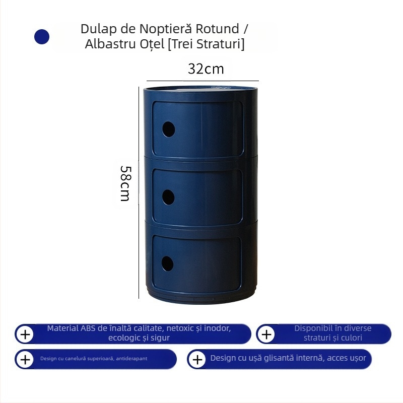 Nordic Ins Internet Celebrity Noptieră rotundă Dulap de depozitare din plastic minimalist modern Dulap de depozitare pentru living Dulap lateral mic cu mai multe straturi