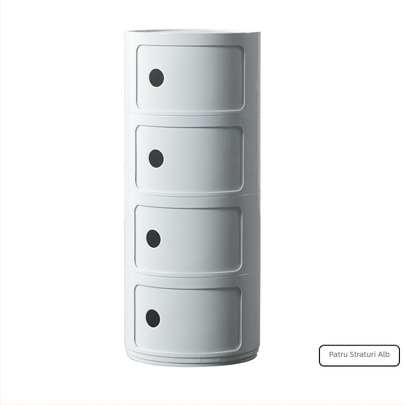 Nordic Ins Internet Celebrity Noptieră rotundă Dulap de depozitare din plastic minimalist modern Dulap de depozitare pentru living Dulap lateral mic cu mai multe straturi