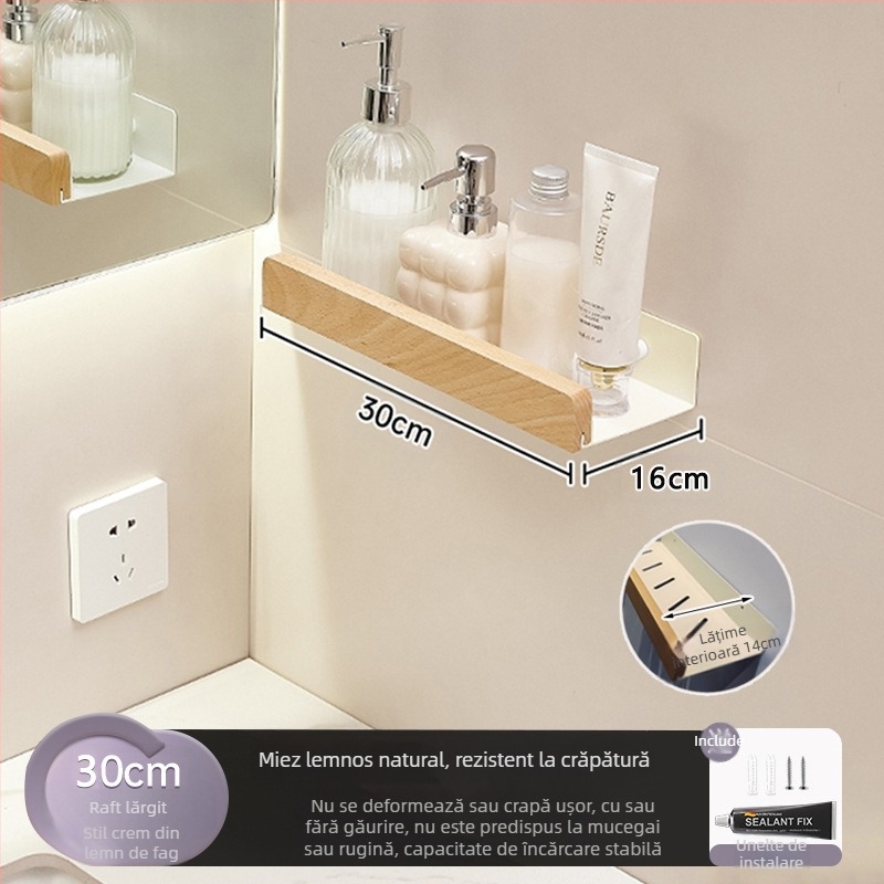 Raft de depozitare pentru toaletă, stil crem, lărgit, fără perforații, pentru toaletă, baie, lavoar, raft de depozitare