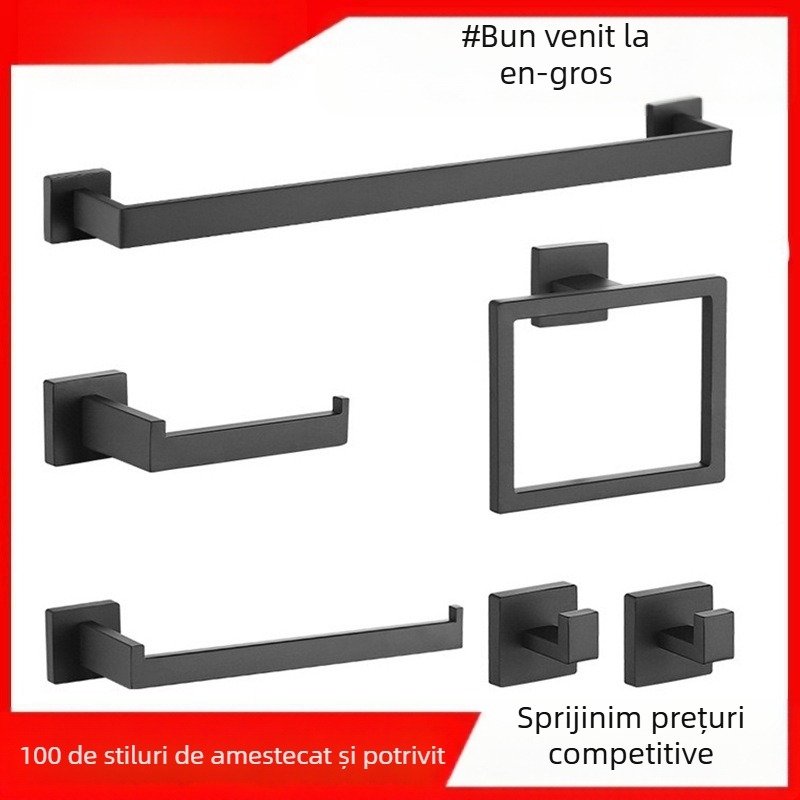 Suport pentru prosoape din oțel inoxidabil, cu tub pătrat, tip inel pentru prosoape, cârlig pentru haine, suport pentru șervețele, agățat în baie