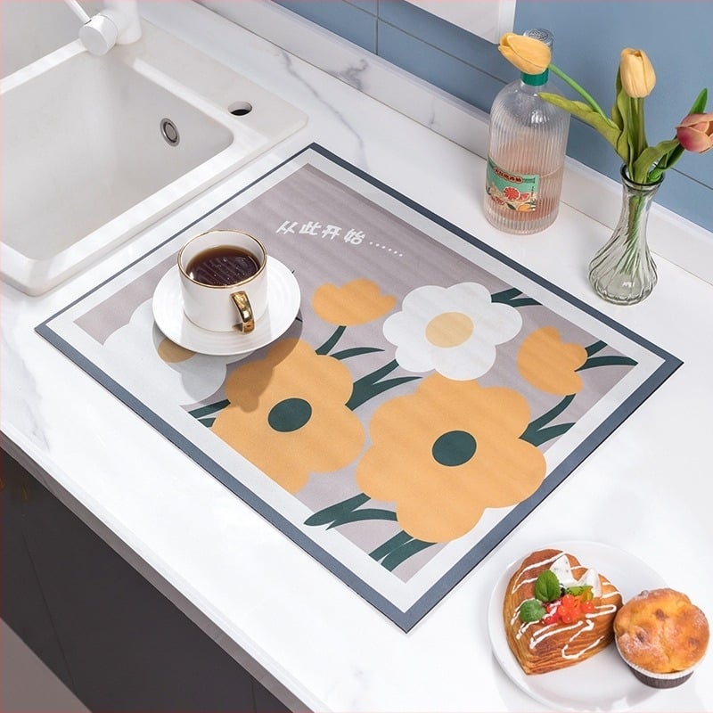 Absorbant, uscare rapidă, noroi de diatomee, covoraș protector pentru chiuvetă, nămol, nămol, bun, rezistent la murdărie, izolație termică, covoraș de bucătărie pentru blat de scurgere