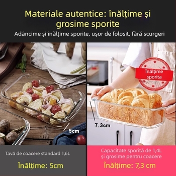 Cuptor cu microunde, tavă de copt din sticlă rezistentă la căldură, tacâmuri pentru cuptor cu microunde, bol pentru orez copt, mâncăruri la abur, rotunde, dreptunghiulare, farfurie pentru pește la abur, oală de cristal