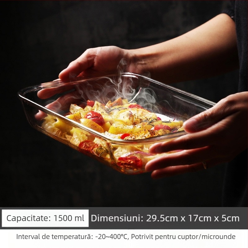 Cuptor cu microunde, tavă de copt din sticlă rezistentă la căldură, tacâmuri pentru cuptor cu microunde, bol pentru orez copt, mâncăruri la abur, rotunde, dreptunghiulare, farfurie pentru pește la abur, oală de cristal