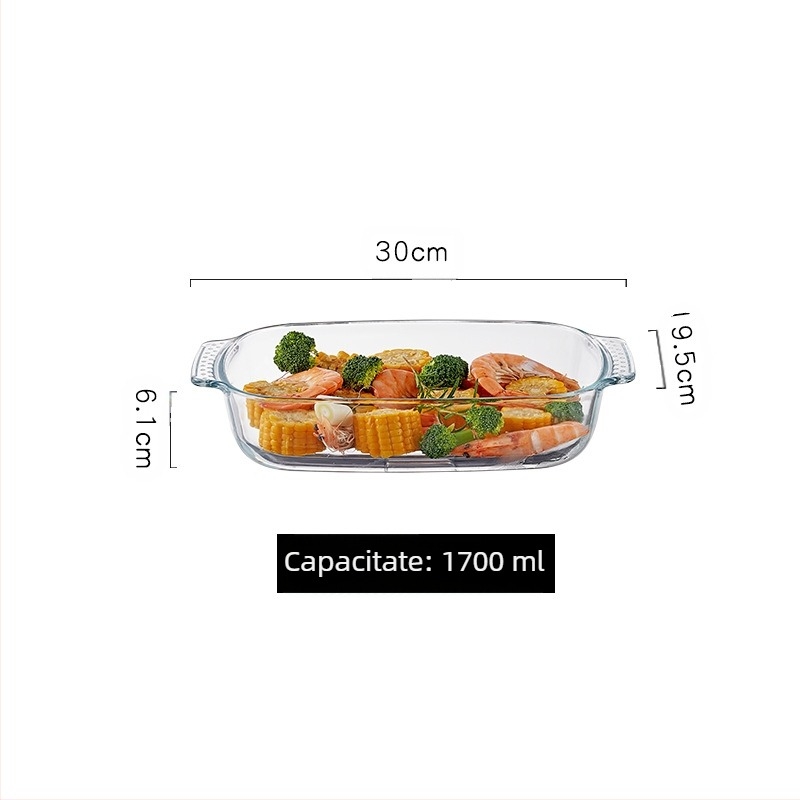 Cuptor cu microunde, tavă de copt din sticlă rezistentă la căldură, tacâmuri pentru cuptor cu microunde, bol pentru orez copt, mâncăruri la abur, rotunde, dreptunghiulare, farfurie pentru pește la abur, oală de cristal