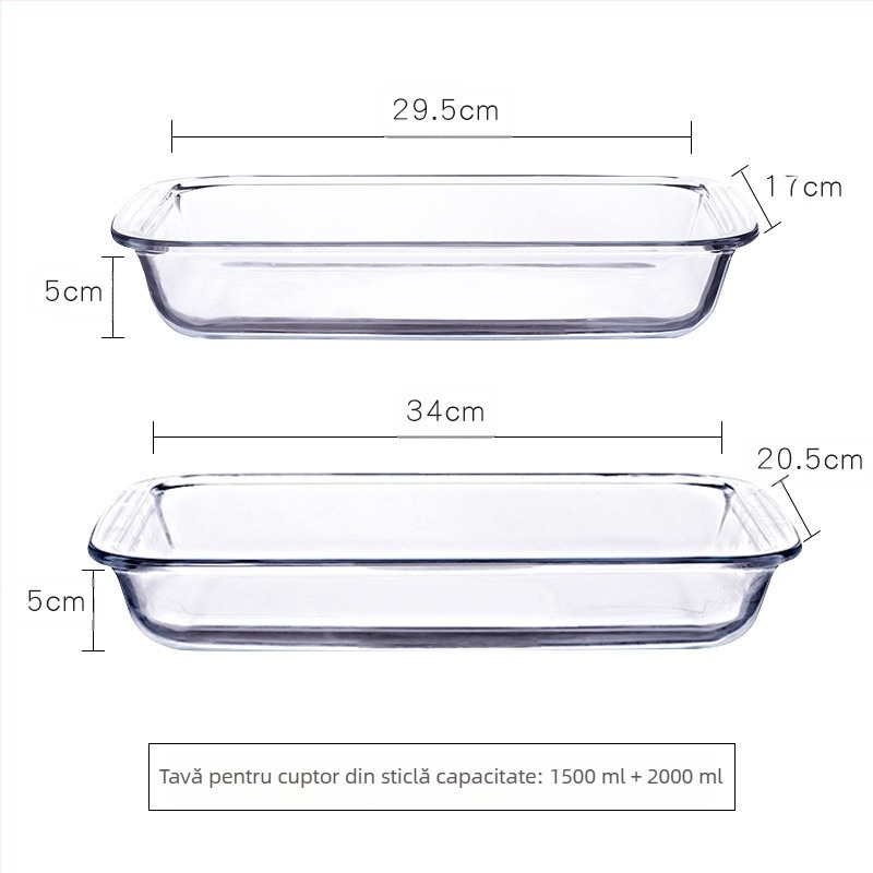 Cuptor cu microunde, tavă de copt din sticlă rezistentă la căldură, tacâmuri pentru cuptor cu microunde, bol pentru orez copt, mâncăruri la abur, rotunde, dreptunghiulare, farfurie pentru pește la abur, oală de cristal