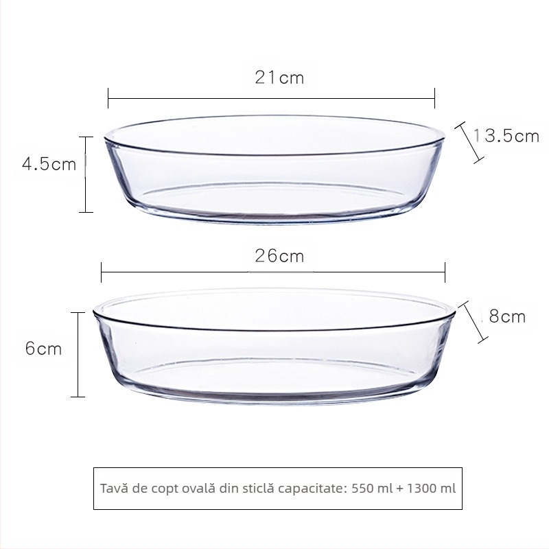 Cuptor cu microunde, tavă de copt din sticlă rezistentă la căldură, tacâmuri pentru cuptor cu microunde, bol pentru orez copt, mâncăruri la abur, rotunde, dreptunghiulare, farfurie pentru pește la abur, oală de cristal