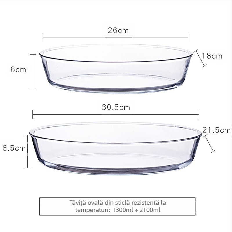 Cuptor cu microunde, tavă de copt din sticlă rezistentă la căldură, tacâmuri pentru cuptor cu microunde, bol pentru orez copt, mâncăruri la abur, rotunde, dreptunghiulare, farfurie pentru pește la abur, oală de cristal