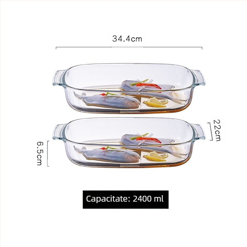 Cuptor cu microunde, tavă de copt din sticlă rezistentă la căldură, tacâmuri pentru cuptor cu microunde, bol pentru orez copt, mâncăruri la abur, rotunde, dreptunghiulare, farfurie pentru pește la abur, oală de cristal