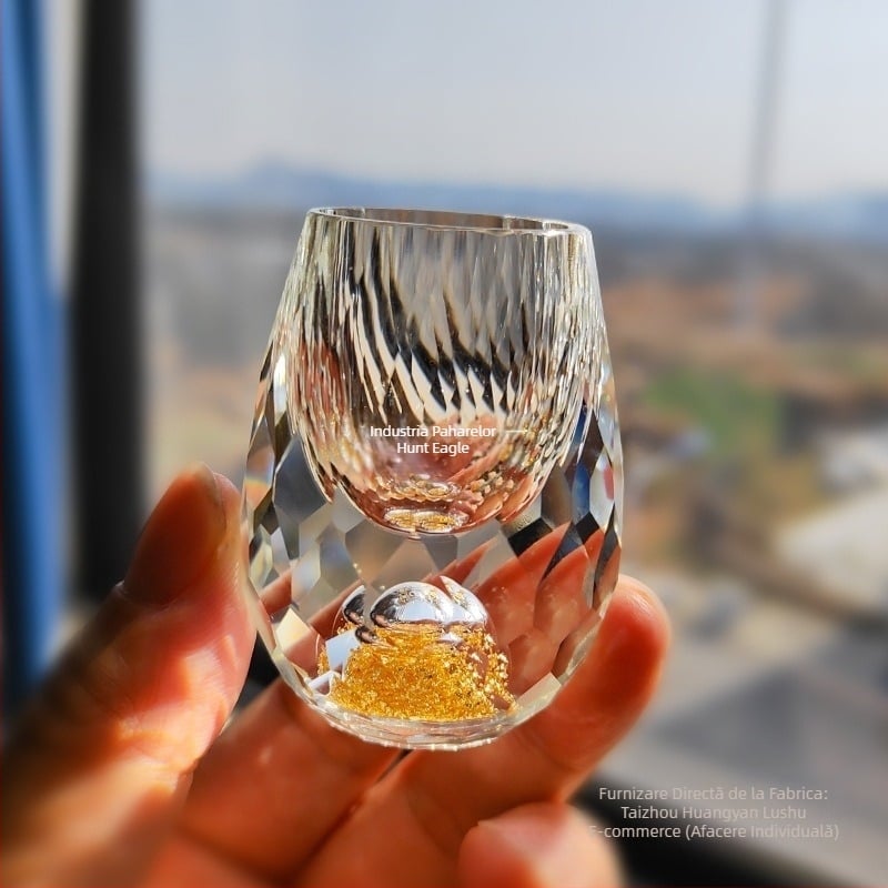 En-gros, pahar de vin alb din folie de aur, sticlă de cristal, uz casnic, dimensiuni mici, cupă Bullet dintr-o singură bucată, stil chinezesc, cupă de vin Yipin Jiangshan Jinshan