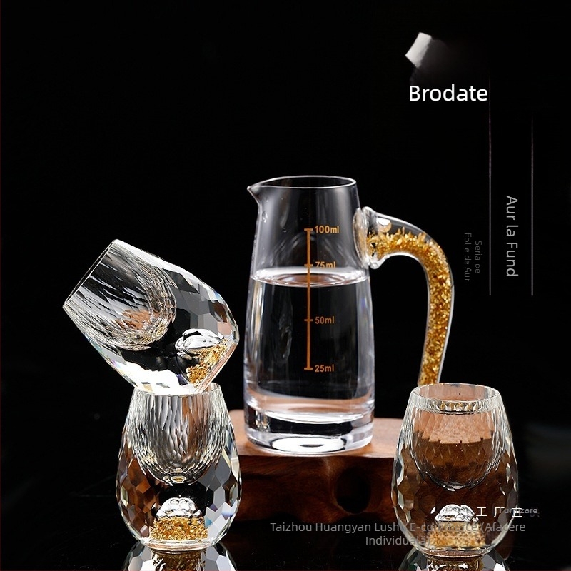 En-gros, pahar de vin alb din folie de aur, sticlă de cristal, uz casnic, dimensiuni mici, cupă Bullet dintr-o singură bucată, stil chinezesc, cupă de vin Yipin Jiangshan Jinshan