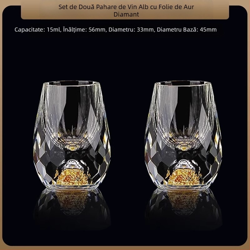 En-gros, pahar de vin alb din folie de aur, sticlă de cristal, uz casnic, dimensiuni mici, cupă Bullet dintr-o singură bucată, stil chinezesc, cupă de vin Yipin Jiangshan Jinshan