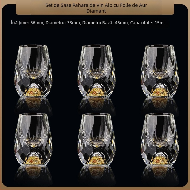 En-gros, pahar de vin alb din folie de aur, sticlă de cristal, uz casnic, dimensiuni mici, cupă Bullet dintr-o singură bucată, stil chinezesc, cupă de vin Yipin Jiangshan Jinshan