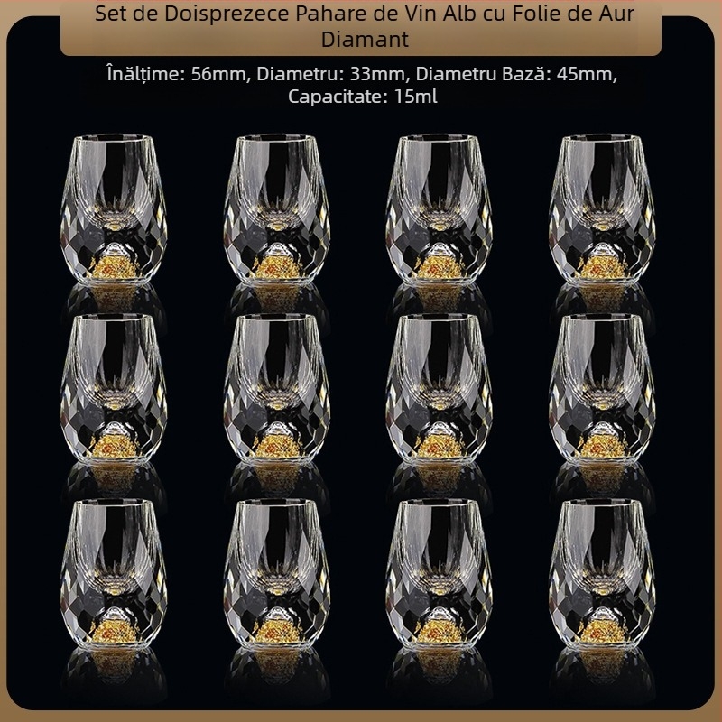 En-gros, pahar de vin alb din folie de aur, sticlă de cristal, uz casnic, dimensiuni mici, cupă Bullet dintr-o singură bucată, stil chinezesc, cupă de vin Yipin Jiangshan Jinshan