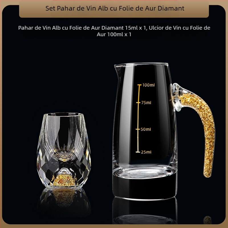 En-gros, pahar de vin alb din folie de aur, sticlă de cristal, uz casnic, dimensiuni mici, cupă Bullet dintr-o singură bucată, stil chinezesc, cupă de vin Yipin Jiangshan Jinshan