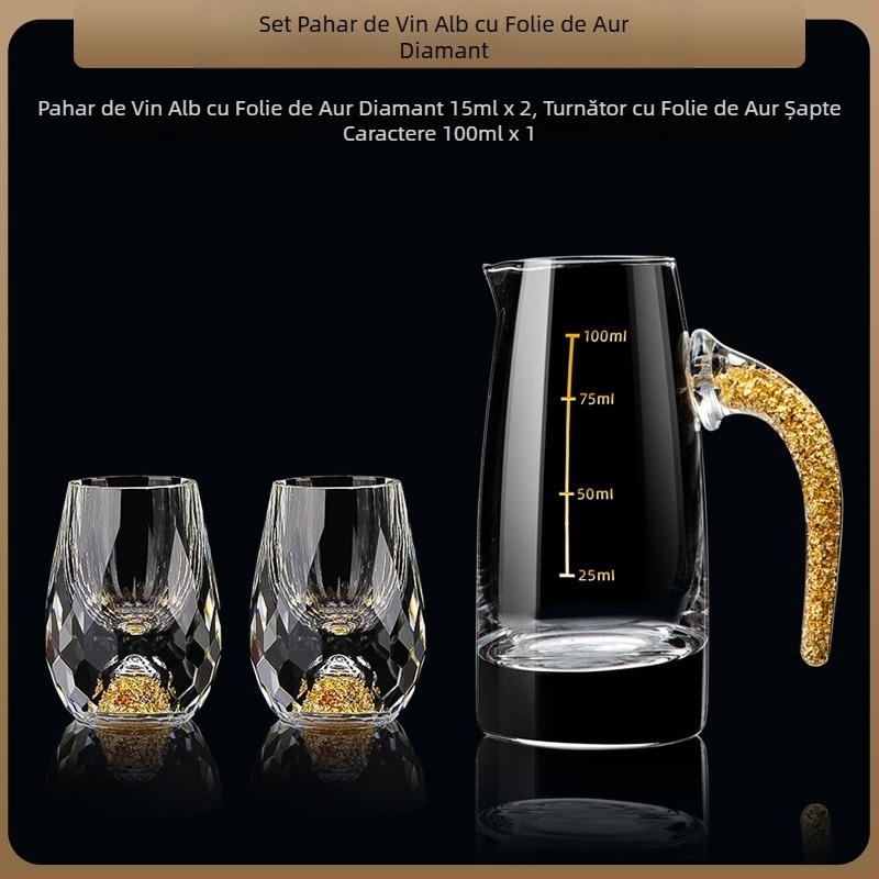 En-gros, pahar de vin alb din folie de aur, sticlă de cristal, uz casnic, dimensiuni mici, cupă Bullet dintr-o singură bucată, stil chinezesc, cupă de vin Yipin Jiangshan Jinshan