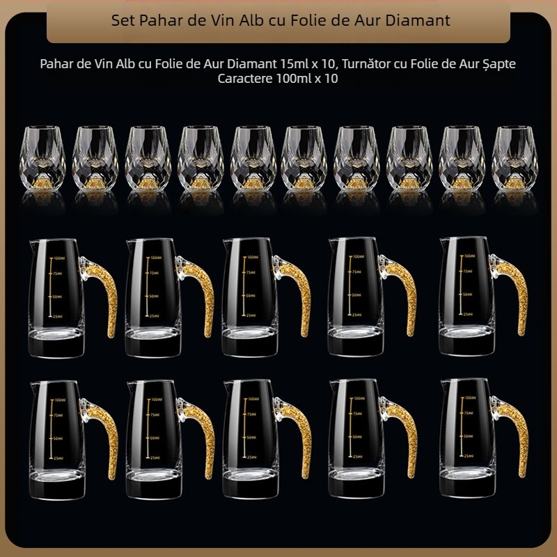 En-gros, pahar de vin alb din folie de aur, sticlă de cristal, uz casnic, dimensiuni mici, cupă Bullet dintr-o singură bucată, stil chinezesc, cupă de vin Yipin Jiangshan Jinshan