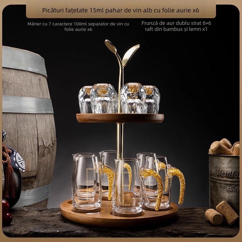 En-gros, pahar de vin alb din folie de aur, sticlă de cristal, uz casnic, dimensiuni mici, cupă Bullet dintr-o singură bucată, stil chinezesc, cupă de vin Yipin Jiangshan Jinshan