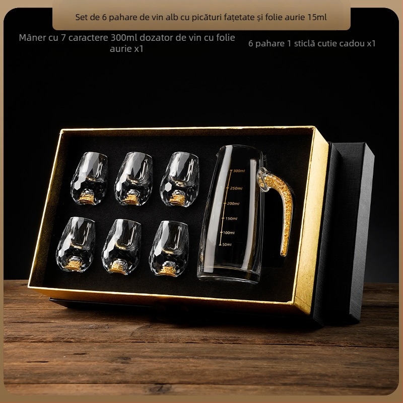 En-gros, pahar de vin alb din folie de aur, sticlă de cristal, uz casnic, dimensiuni mici, cupă Bullet dintr-o singură bucată, stil chinezesc, cupă de vin Yipin Jiangshan Jinshan