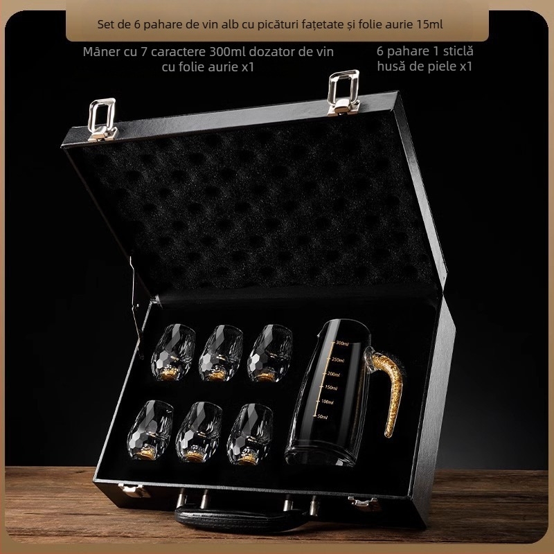 En-gros, pahar de vin alb din folie de aur, sticlă de cristal, uz casnic, dimensiuni mici, cupă Bullet dintr-o singură bucată, stil chinezesc, cupă de vin Yipin Jiangshan Jinshan