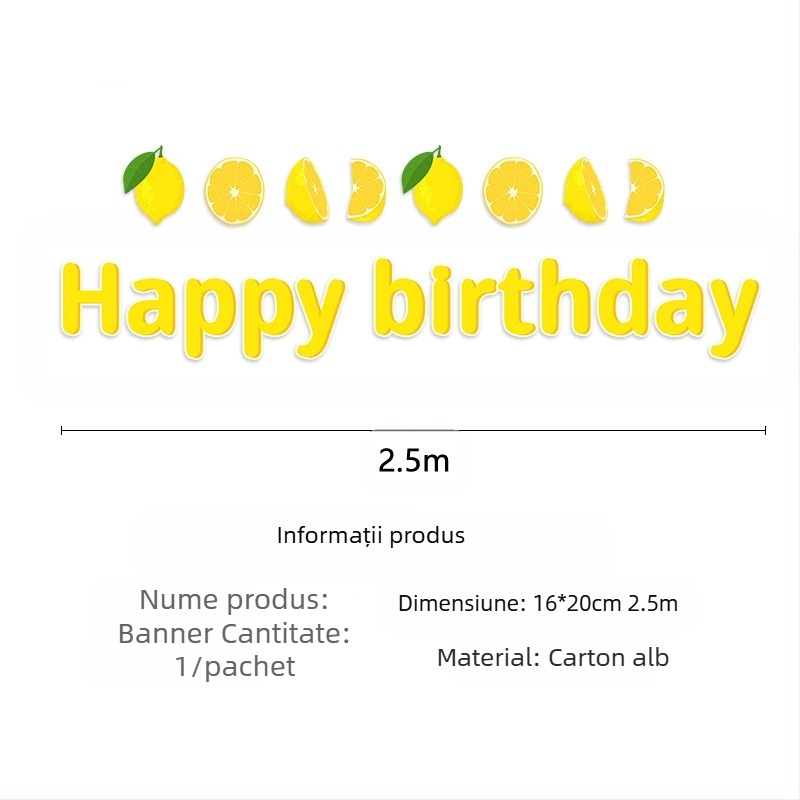 Set de farfurii de hârtie de unică folosință cu tematică de fructe și lămâie transfrontalieră, decorațiuni pentru petrecere de ziua de naștere, atmosferă de steag, față de masă trageți