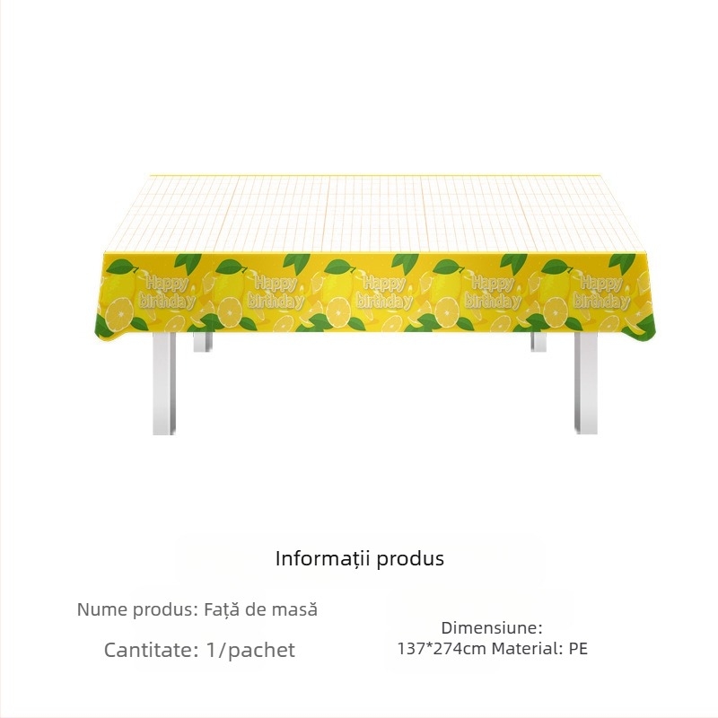 Set de farfurii de hârtie de unică folosință cu tematică de fructe și lămâie transfrontalieră, decorațiuni pentru petrecere de ziua de naștere, atmosferă de steag, față de masă trageți