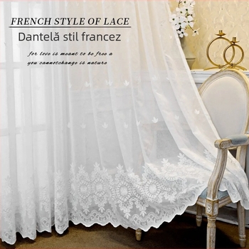 En-gros, perdea de fereastră din dantelă franceză, perdea semi-umbrită pentru living, dormitor, perdea romantică din dantelă albă pentru balcon