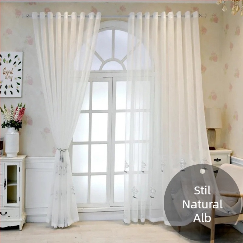 En-gros, perdea de fereastră din dantelă franceză, perdea semi-umbrită pentru living, dormitor, perdea romantică din dantelă albă pentru balcon
