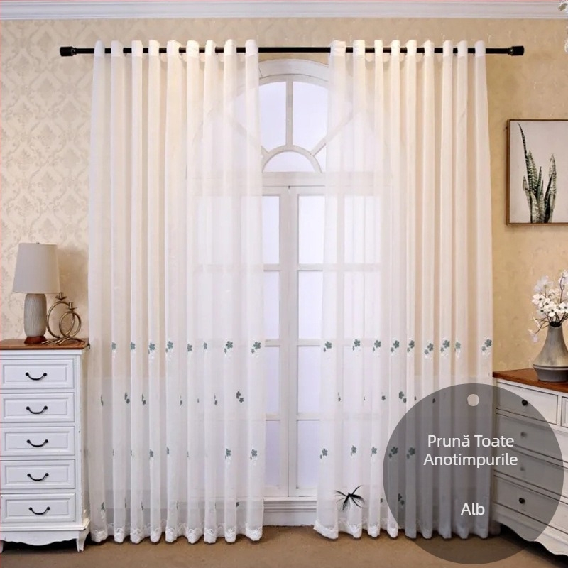En-gros, perdea de fereastră din dantelă franceză, perdea semi-umbrită pentru living, dormitor, perdea romantică din dantelă albă pentru balcon