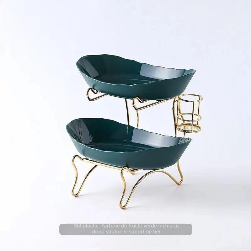 Farfurie creativă cu trei straturi, mai multe straturi, pentru fructe uscate, ceramică europeană, farfurie din lemn de bambus, raft pentru gustări de uz casnic, tavă pentru bomboane, coș cu fructe