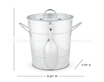 Găleată de gheață din fier cu capac și lingură Amazon, comerț exterior exclusiv transfrontalier, export, găleată ovală pentru gheață, mâner, găleată pentru vin